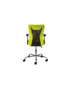 Poltroncina ufficio verde con braccioli e ruote, 55x54,5x85-95 cm